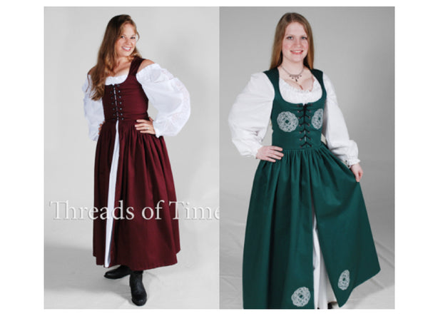 Renaissance Dress Chemise Corset Outfit 3 pcs Medieval Costume Steampunk  Fair 02
