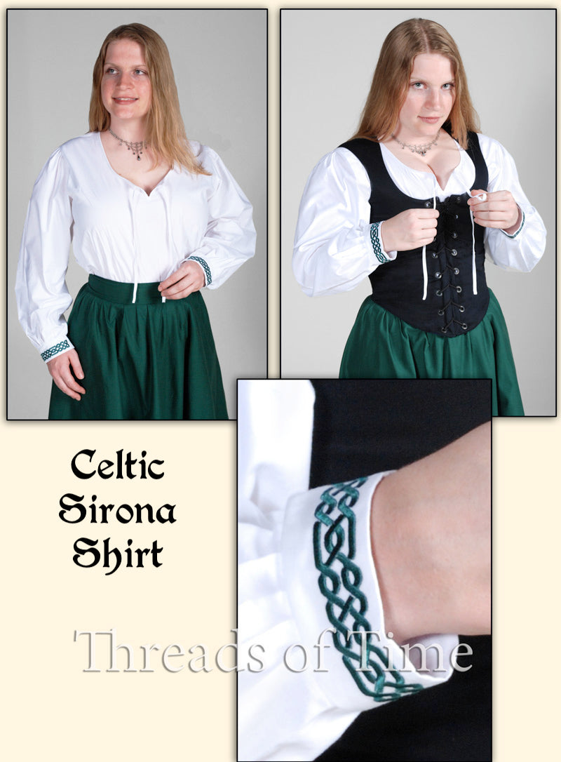 Sirona Shirt - Plain and Celtic Knotwork Embroidery